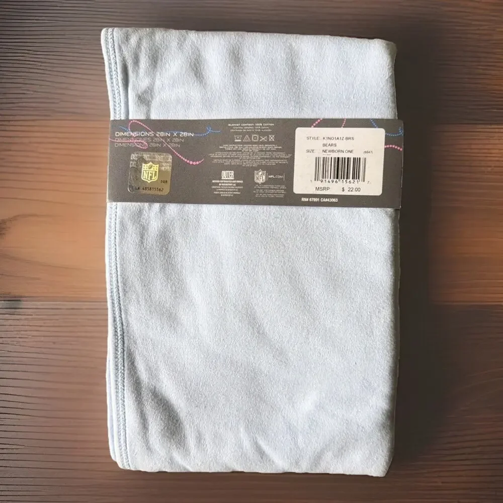 NFL Chicago Bears Baby Blue white stripe 2ply receiving Blanket 28x28